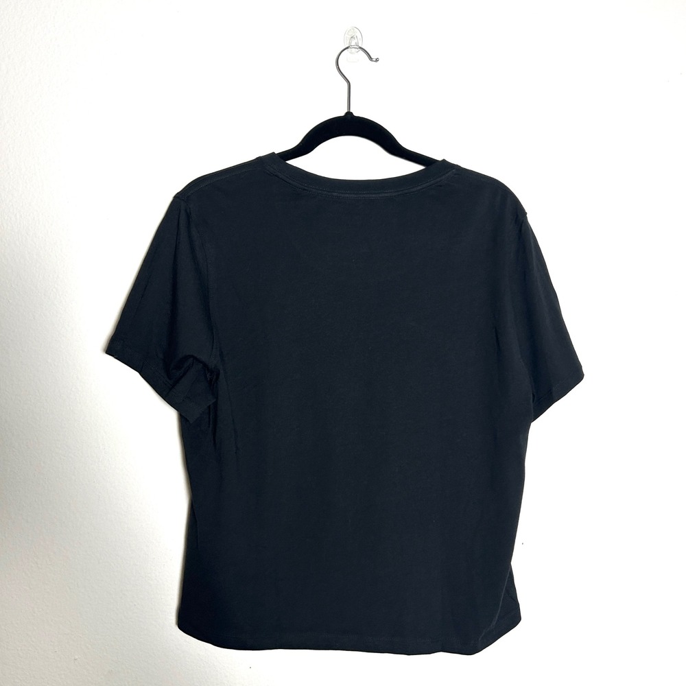 Quince Black 100% Organic Cotton Short Sleeve Crew Neck T-Shirt Women Size Large - Picture 2 of 4
